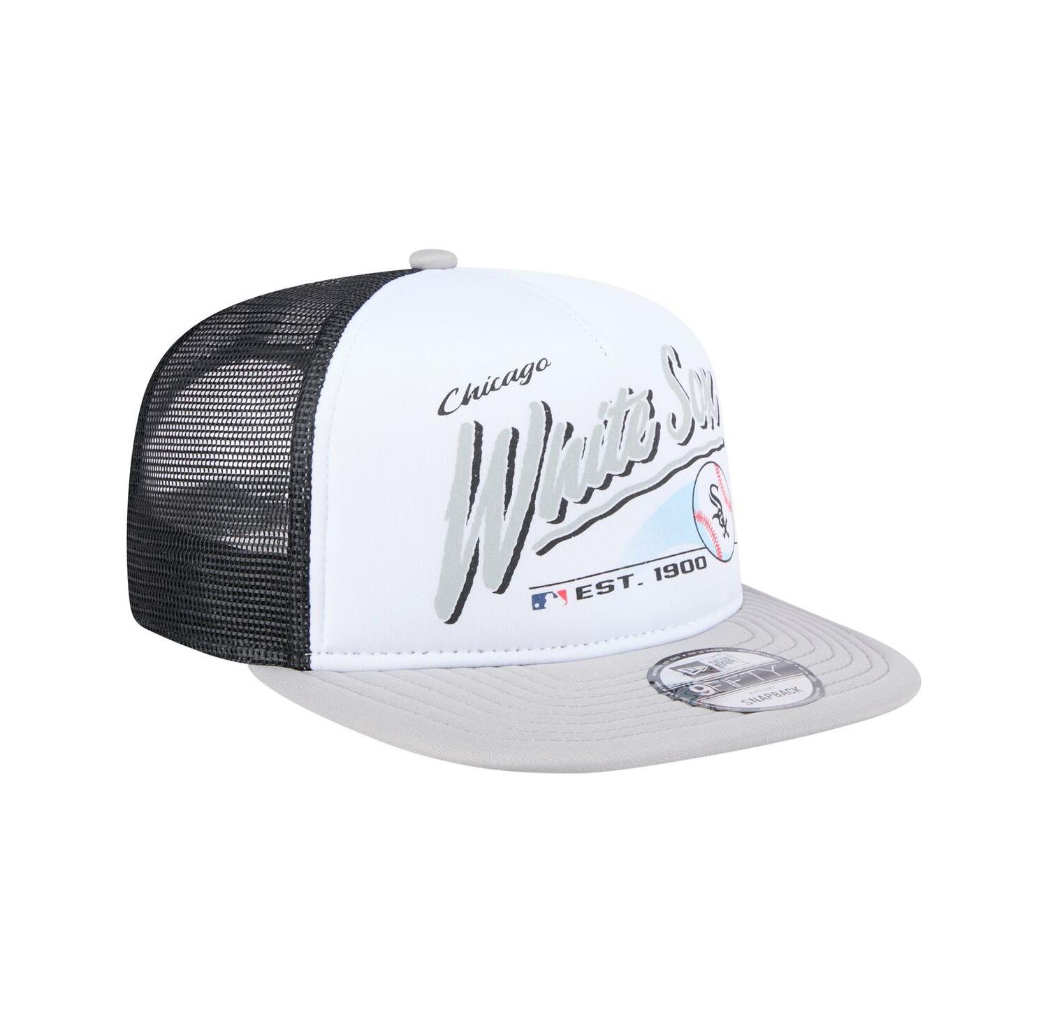 Men's White/Gray Chicago White Sox Retro Script Trucker 9FIFTY Snapback Hat