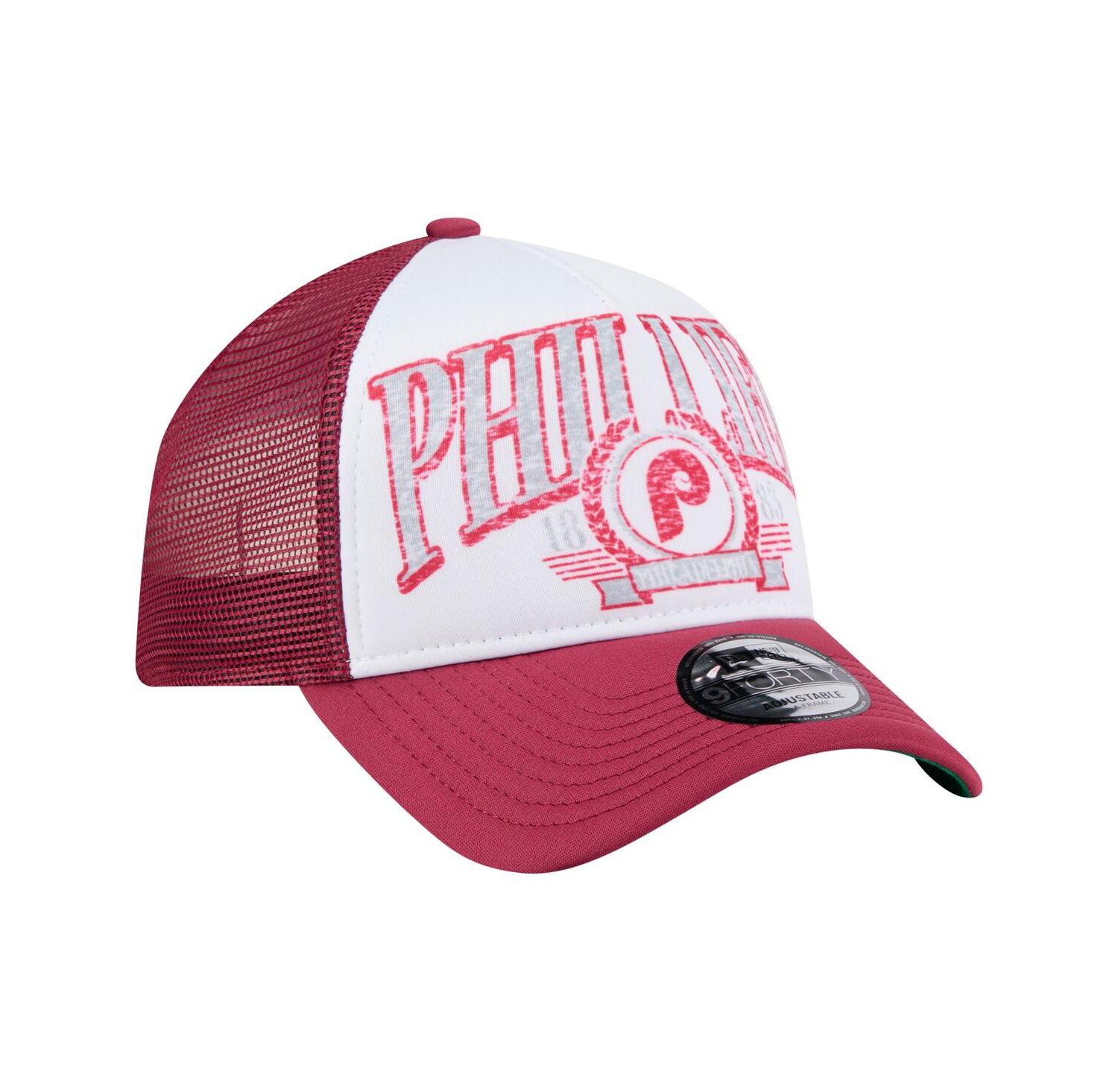 Men's Red Philadelphia Phillies Distressed 9FORTY A-Frame Adjustable Trucker Hat