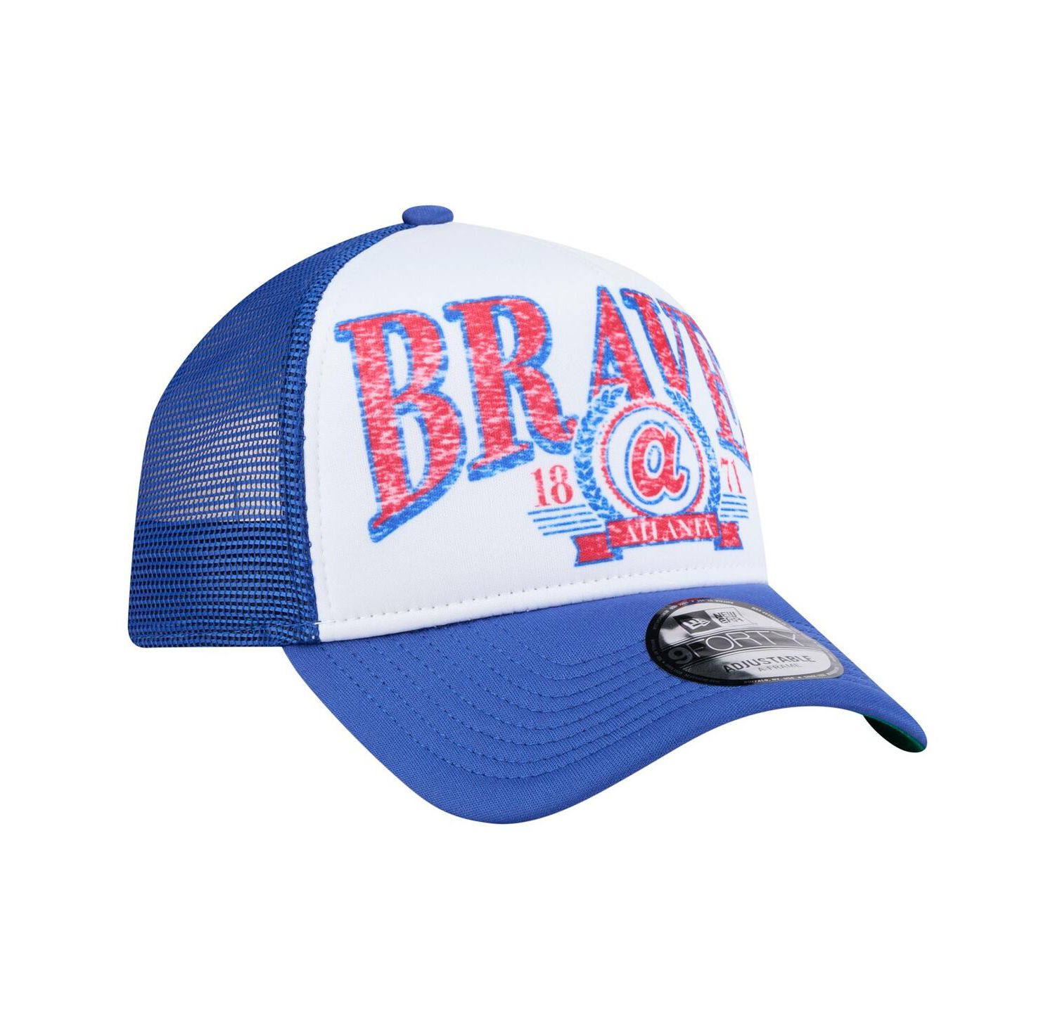 Men's White/Royal Atlanta Braves Trucker A-Frame 9FORTY Adjustable Hat
