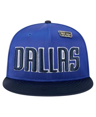 Men's Blue/Navy Dallas Mavericks Throwback Satin Vintage Pin Two-Tone 59FIFTY Fitted Hat