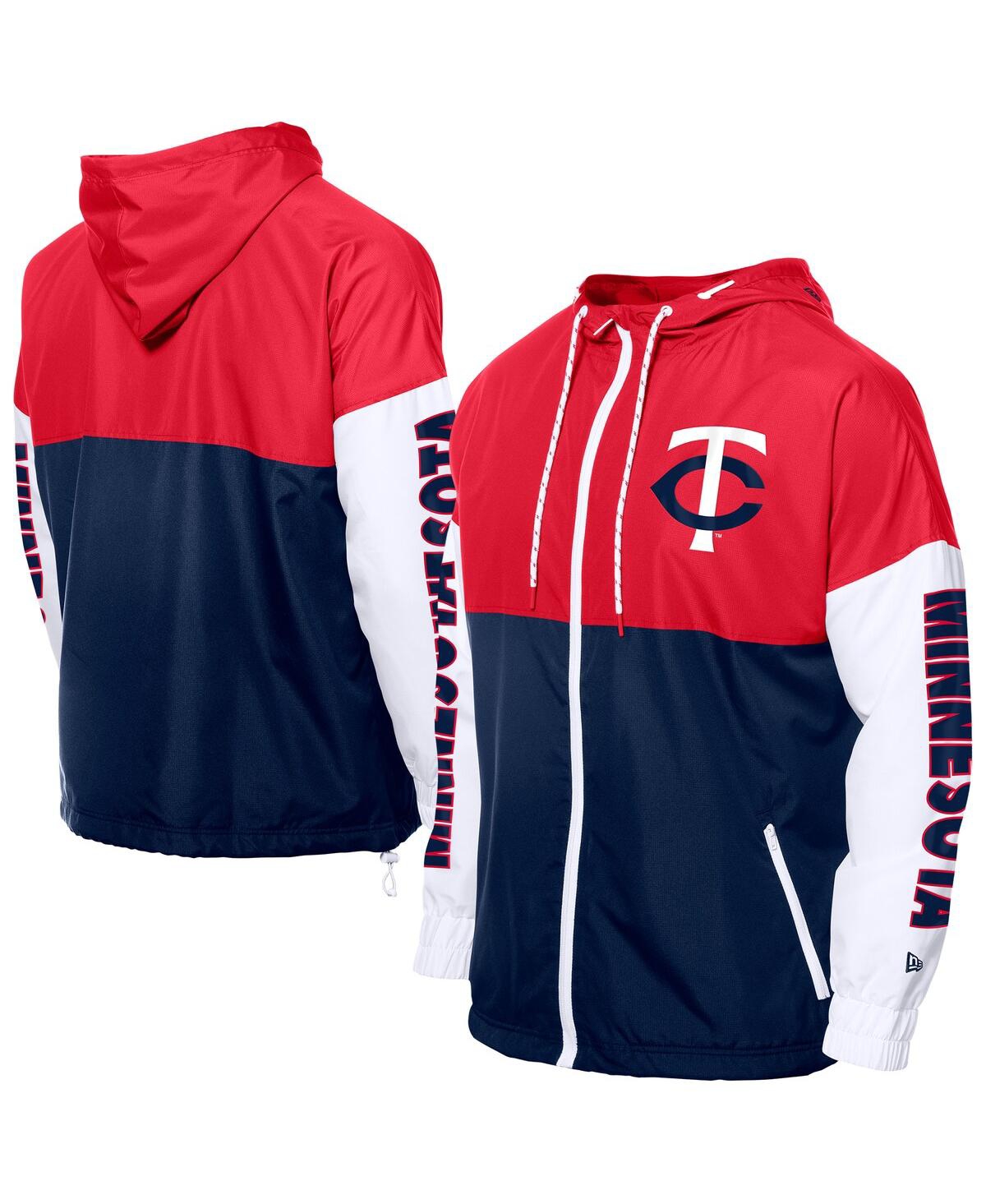 Men's Navy/Red Minnesota Twins Color Block Full-Zip Hoodie Windbreaker Jacket - Navy, Red