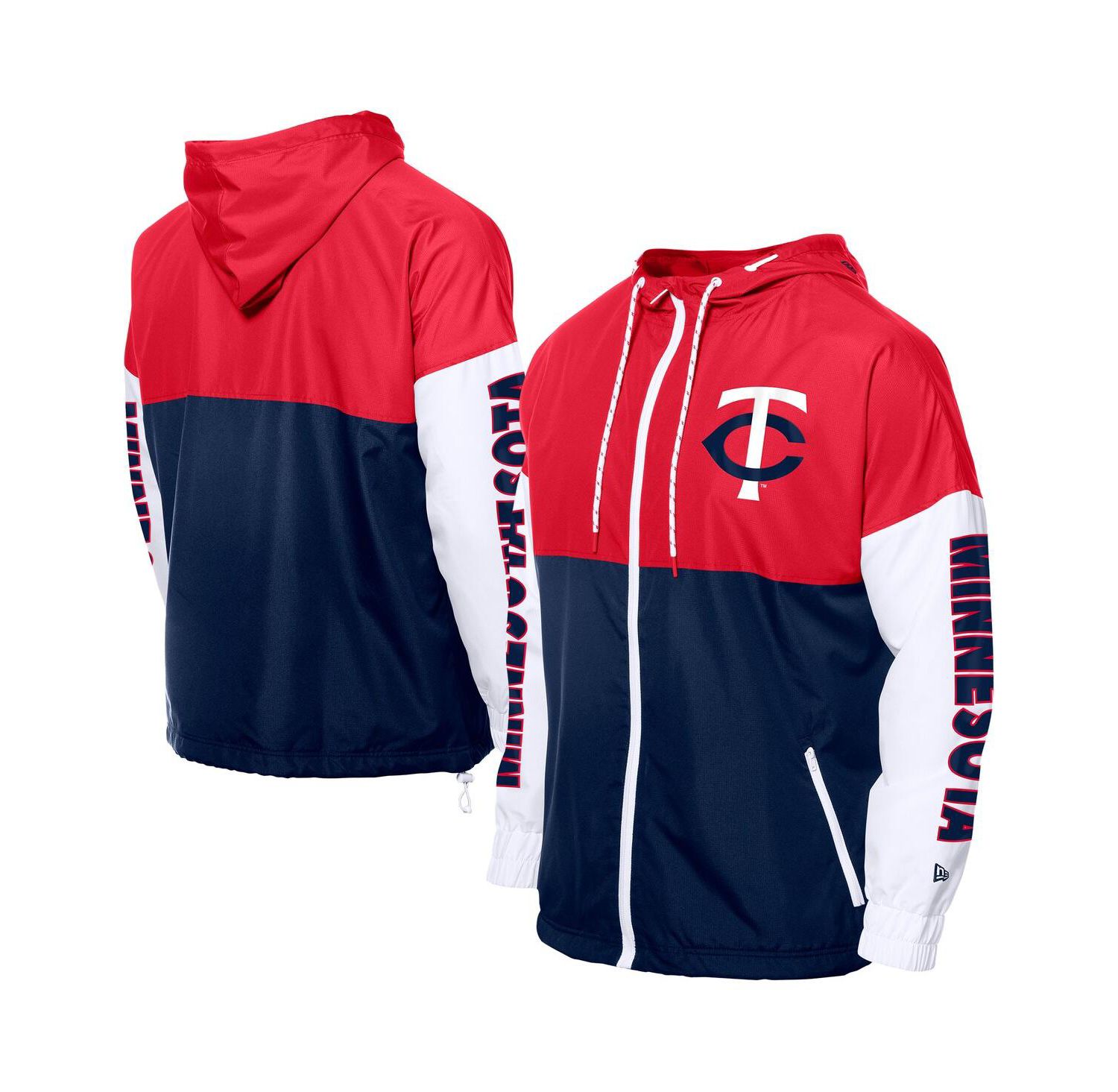Men's Navy/Red Minnesota Twins Color Block Full-Zip Hoodie Windbreaker Jacket