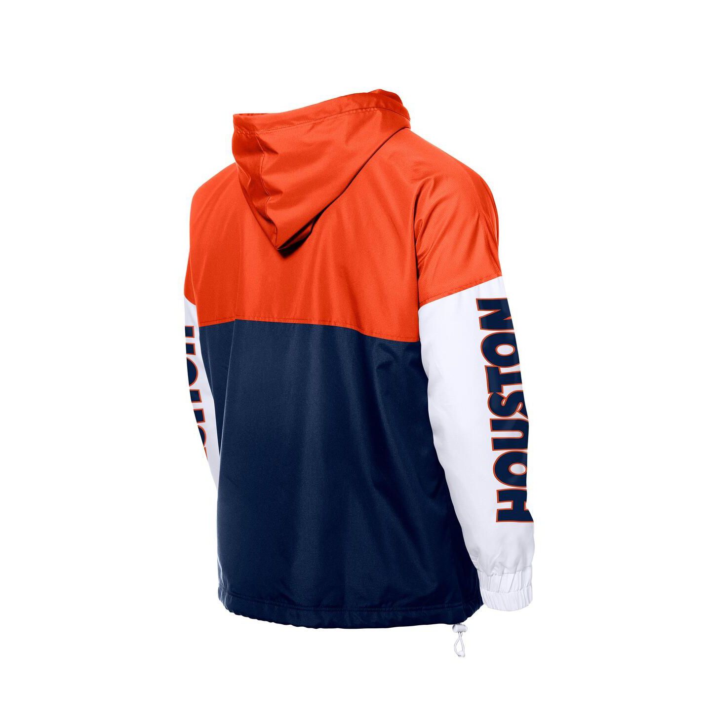 Мужские худи New Era Navy/Orange Houston Astros Color Block Full-Zip Windbreaker Jacket — фото 2