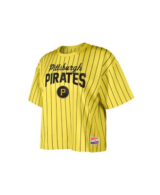 Women's Gold Pittsburgh Pirates City Connect Multiplier Pinstripe Cropped T-Shirt
