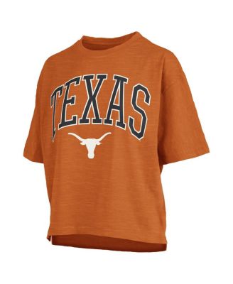 Women's Texas Orange Texas Longhorns Nelson Arch Over Logo Waist Length Oversized Slub T-Shirt