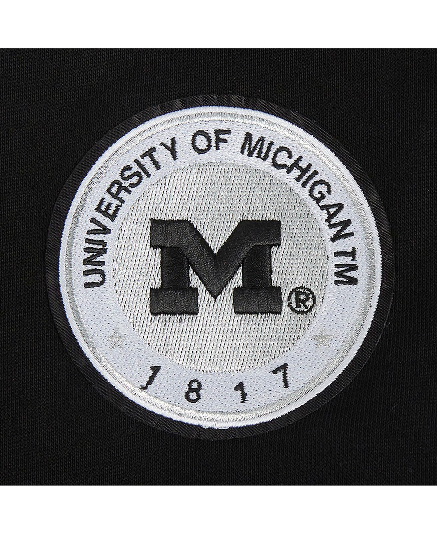Women's Black Michigan Wolverines Cropped Pullover Sweatshirt