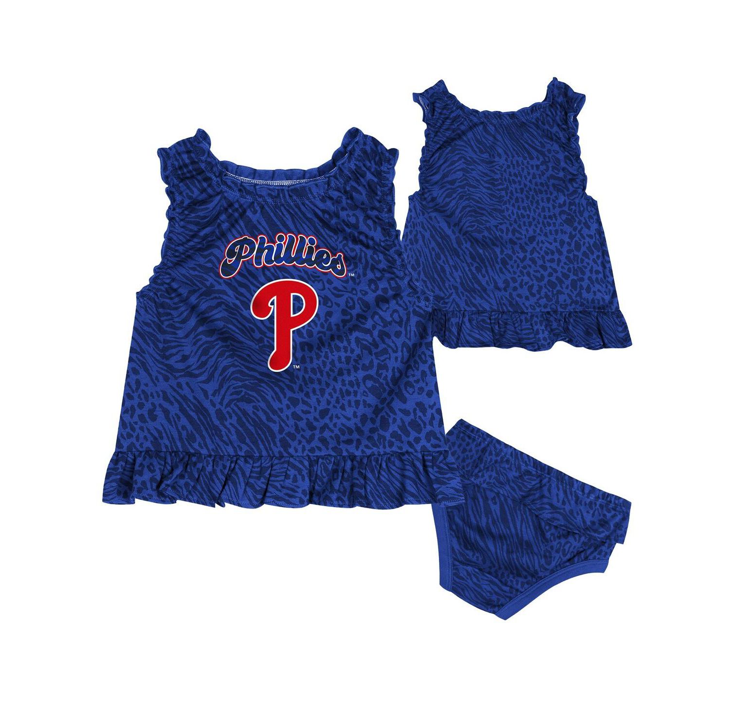 Baby Boys and Girls 2-Piece Blue Philadelphia Phillies Playground Dress and Bloomers Set
