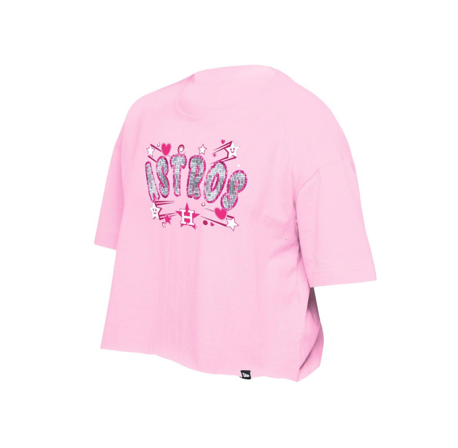 Big Girls Light Pink Houston Astros Flip Sequin Team T-Shirt