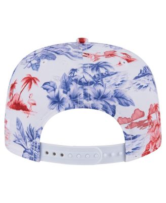 Men's White Boston Red Sox Printed Island Golfer Snapback Hat