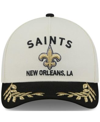 Мужская кремово-черная кепка New Era New Orleans Saints, драфт НФЛ 2025 года, 9 лет, с регулируемой оправой и М-образной короной.
