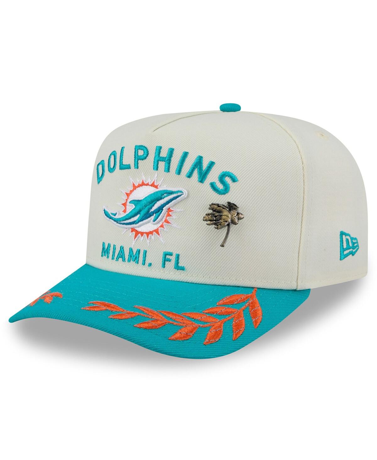 New Era Men's Cream/Aqua Miami Dolphins 2025 Nfl Draft A-Frame 59FIFTY Fitted Hat - Cream, Aqua
