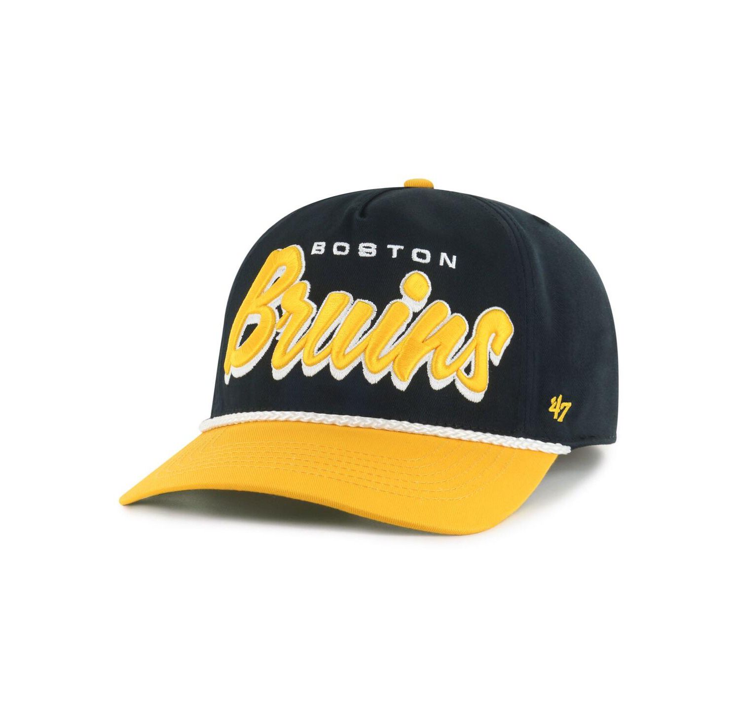 Men's Black/Gold Boston Bruins Drop Shadow Rope Hitch Adjustable Hat