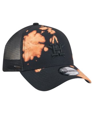 Men's Black Houston Astros Bleached A-Frame 9FORTY Adjustable Hat