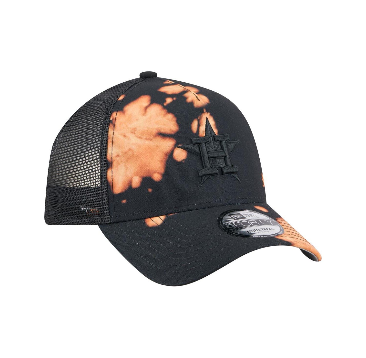 Men's Black Houston Astros Bleached A-Frame 9FORTY Adjustable Hat