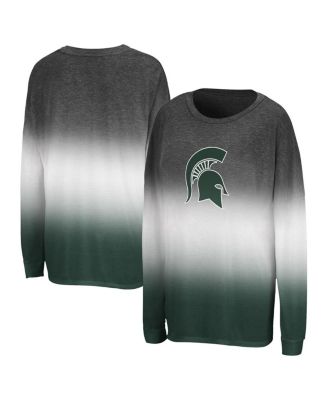 Colosseum - Women's Black Michigan State Spartans Winkle Dip Dye Long Sleeve T-Shirt