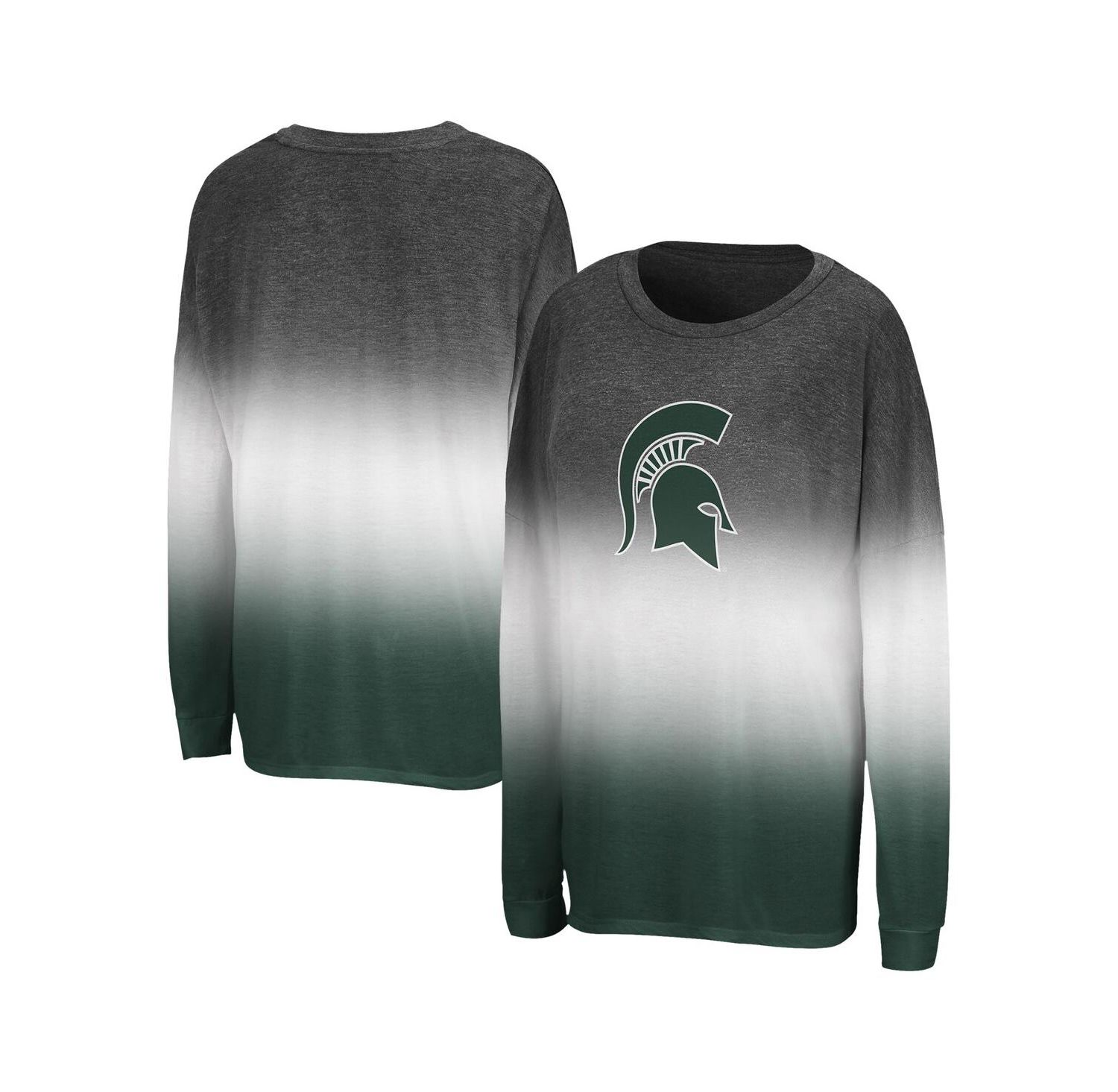 Women's Black Michigan State Spartans Winkle Dip Dye Long Sleeve T-Shirt