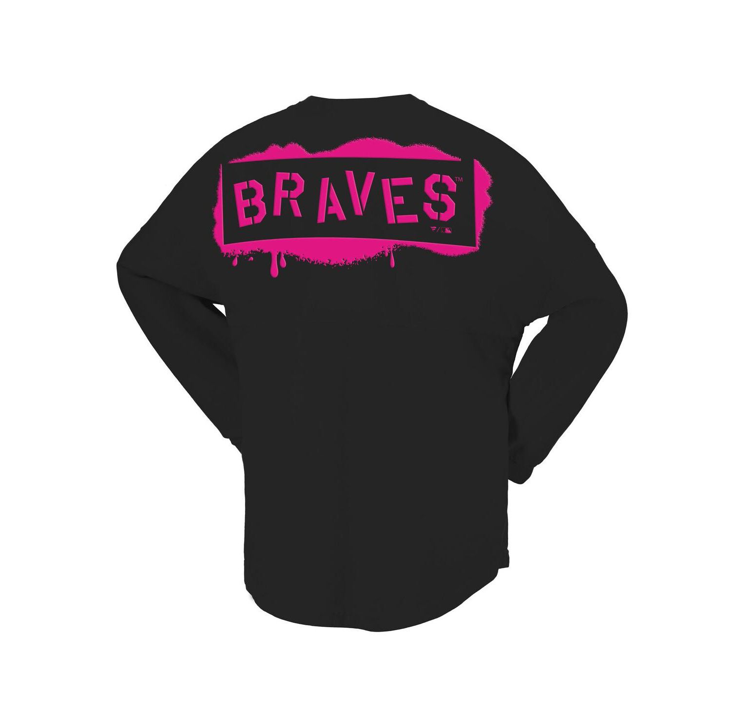 Women's Black Atlanta Braves Neon Jersey Long Sleeve T-Shirt