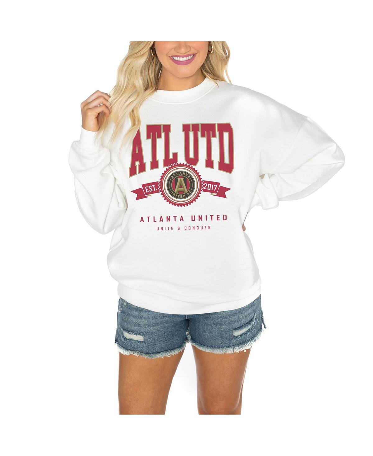 Shop Gameday Couture Women's White Atlanta United Fc Crewneck Drop Shoulder Sweatshirt