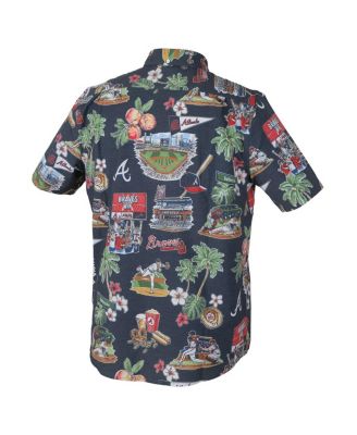 Men's Navy Atlanta Braves Scenic Tri-Blend Performance Button-Up Top