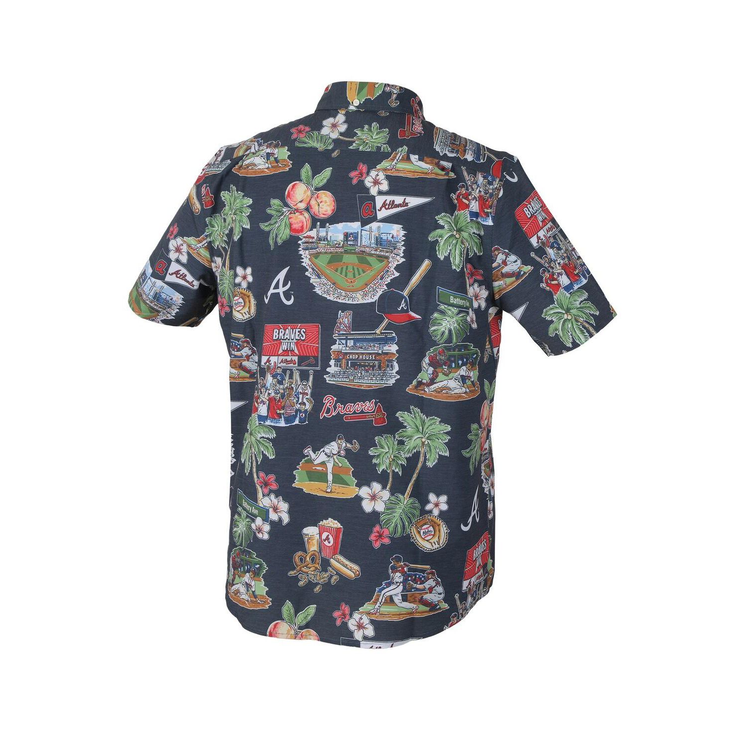 Men's Navy Atlanta Braves Scenic Tri-Blend Performance Button-Up Top