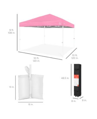 10x10ft Easy Setup Pop Up Canopy w/ 1-Button Setup, Wheeled Case, 4 Weight Bags