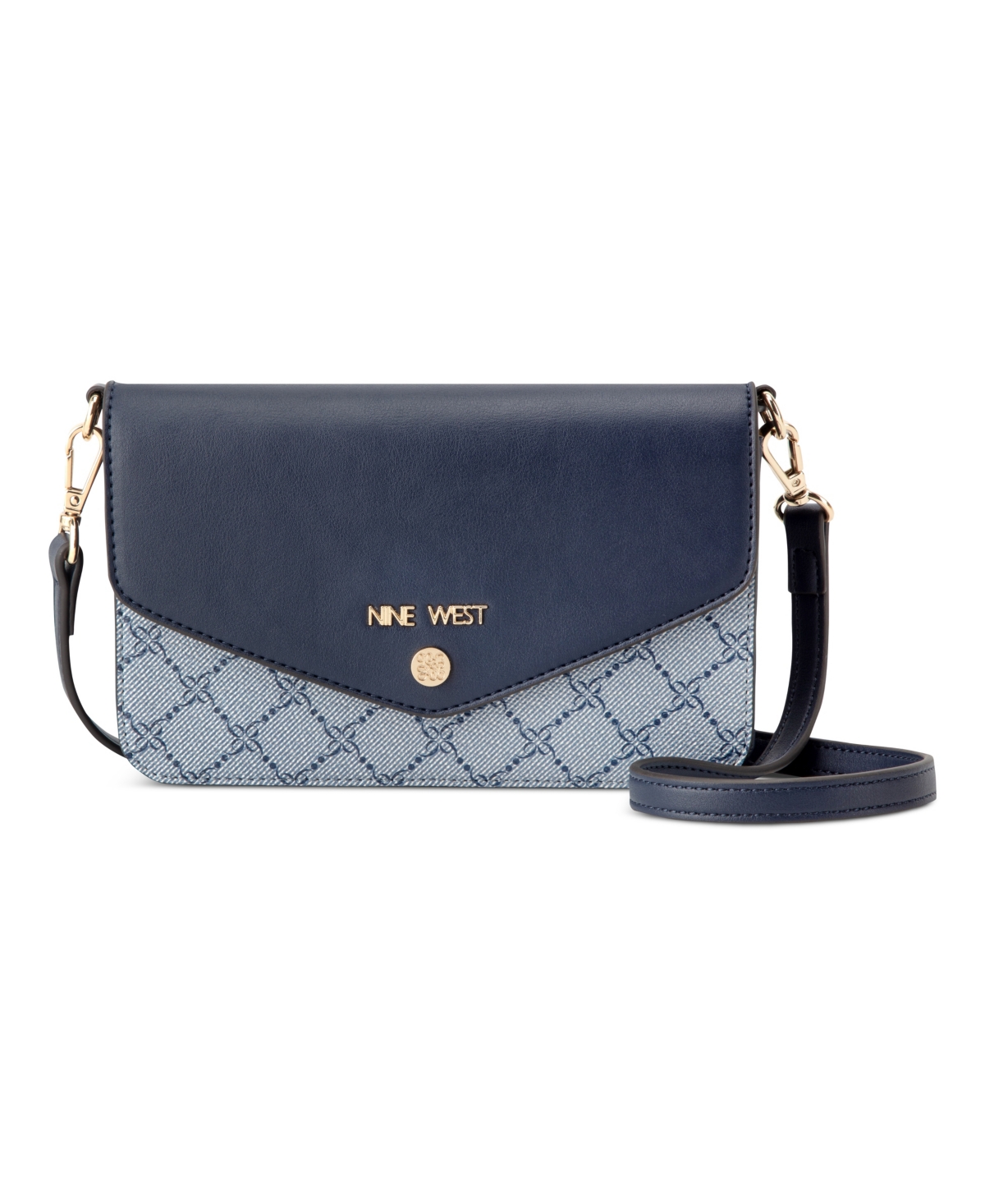 Nine West Caireann Phone Crossbody Wallet In Chambray Logo Navy