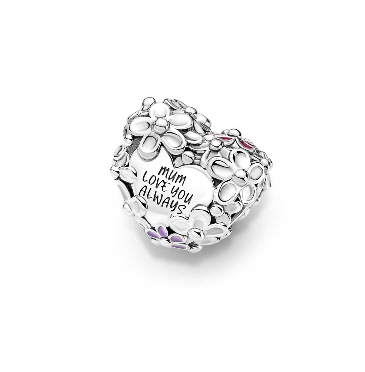 Pandora Sterling Silver Mom Daisy Heart Charms
