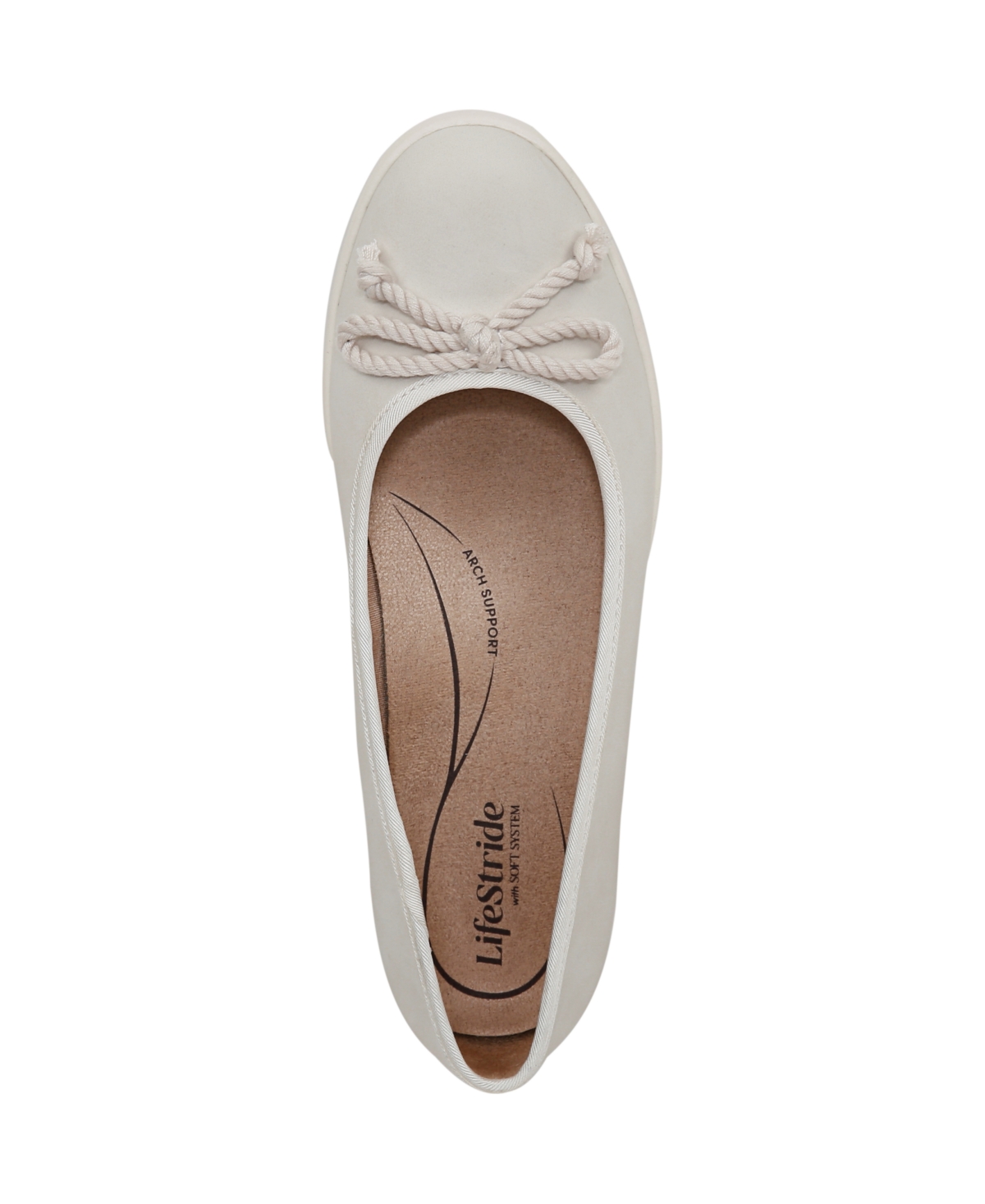 Shop Lifestride Women's Maura Round Toe Ballerina Flats In Cloud White Faux Leather
