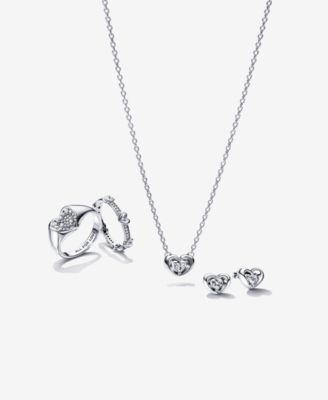 Pandora Sterling Silver Radiant Heart Floating Stone Stud Earrings 8590₽