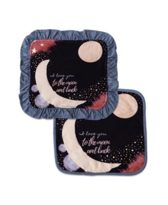 Earth Baby Outfitters Baby Boys and Girls 2-Pack Luxe Security Blanket Set - To the moon and back