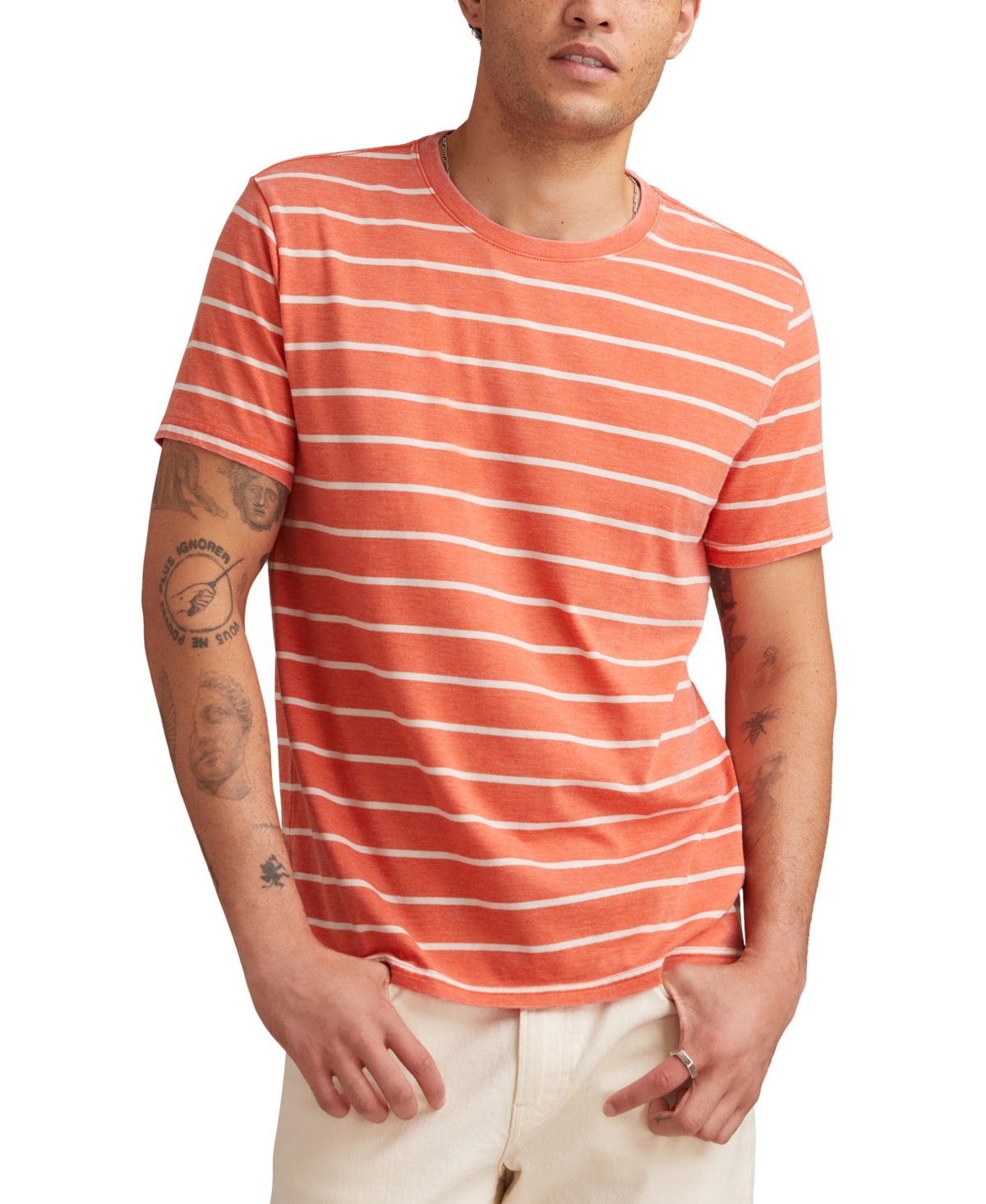 Men's Venice Burnout Stripe Crew Neck T-Shirt - Orange multi