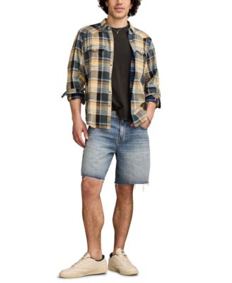 Men's Indigo Plaid Mesa Western Long Sleeve Shirt