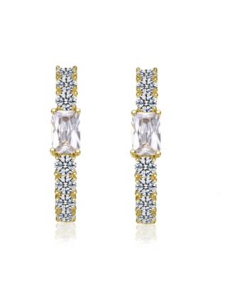 14k Gold Plated with Colored Cubic Zirconia Inside-Out Hoop Earrings