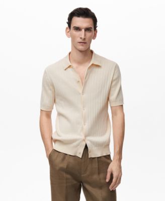 MANGO - Men's Fine Rib-Knit Shirt
