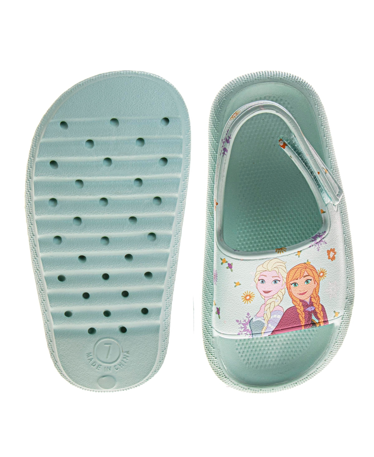 Disney Toddler Girls Frozen Anna And Elsa Hook And Loop Backstrap Slides In Blue
