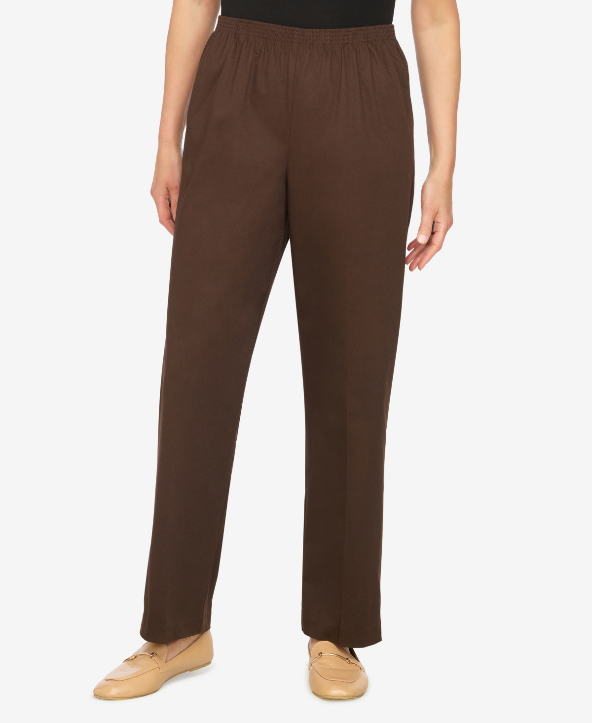 Alfred Dunner Petite Mid-rise Casual Pants In Brown