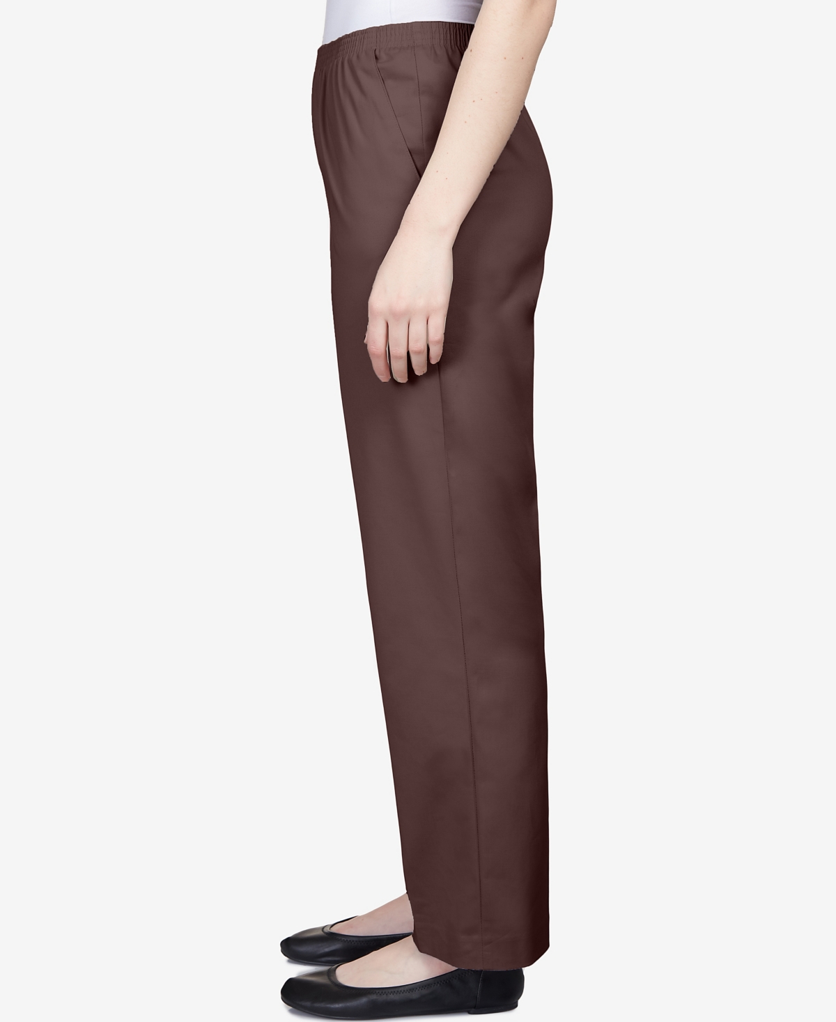 Alfred Dunner Petite Mid-rise Casual Pants In Brown