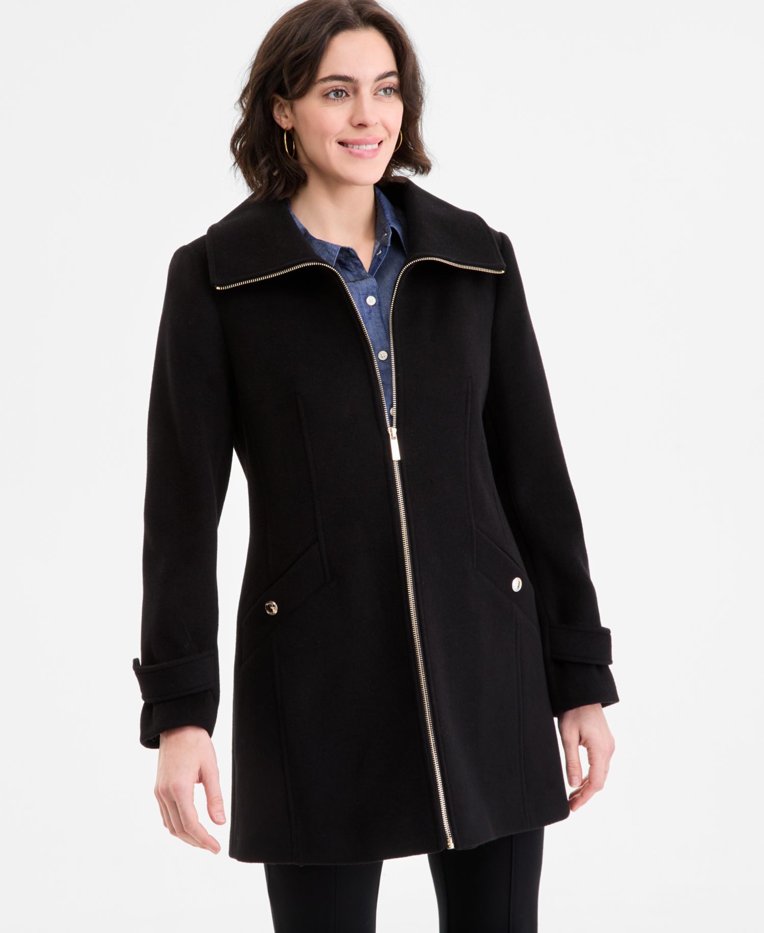 Women's Collared Zip-Front Coat
