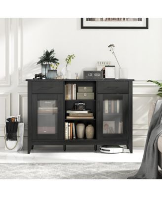 2-Drawer Sideboard Buffet Cabinet – 4 Adjustable Shelves for Storage in Dining Room, Kitchen, or Living Room