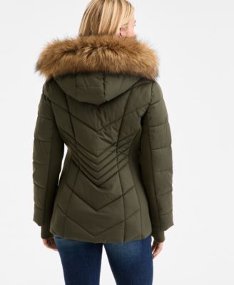 Women's Faux-Fur-Trim Hooded Puffer Coat