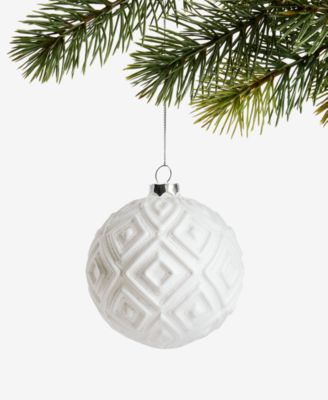 Holiday Lane - Nordic Wonderland Glass White Ball Ornament