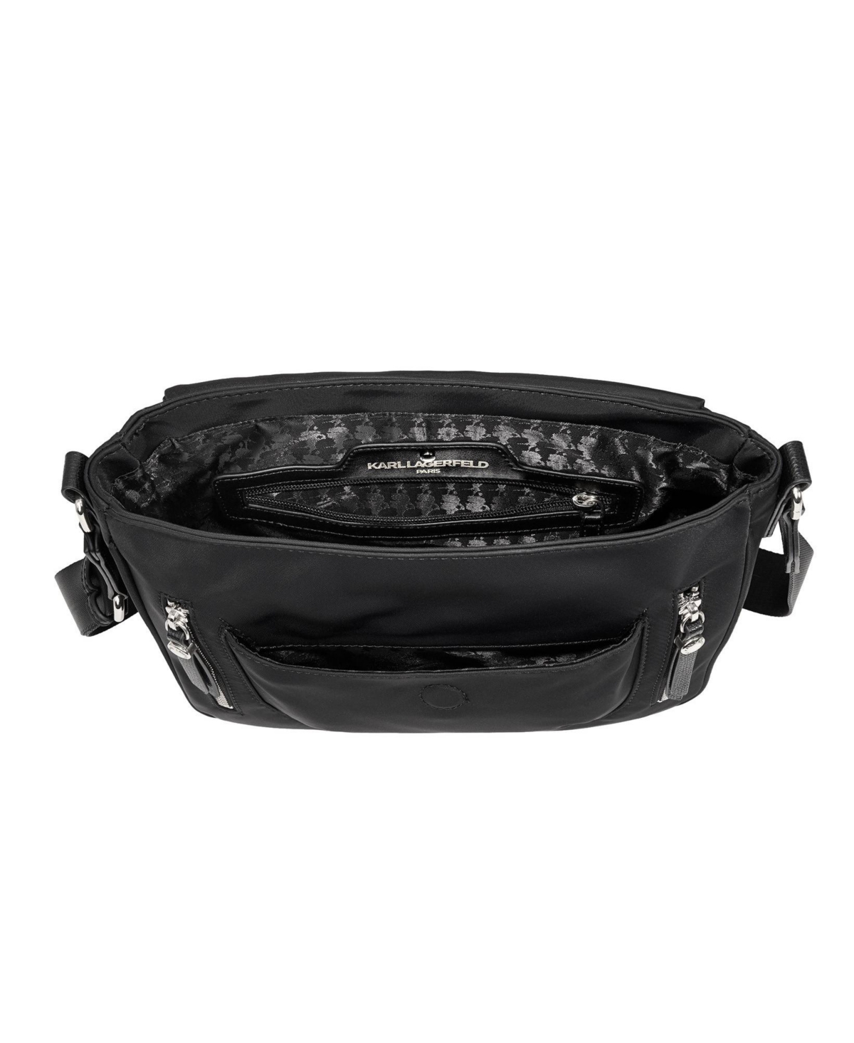 Karl Lagerfeld Cara Medium Messenger Bag In Black,silver