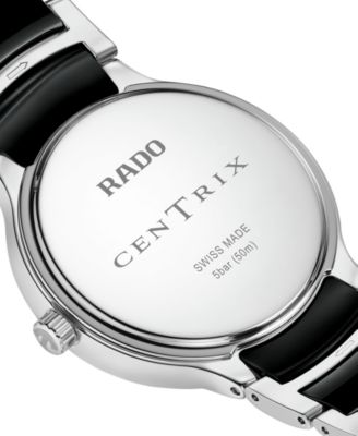 Women's Swiss Centrix Diamond Accent Black Ceramic & Stainless Steel Bracelet Watch 35mm