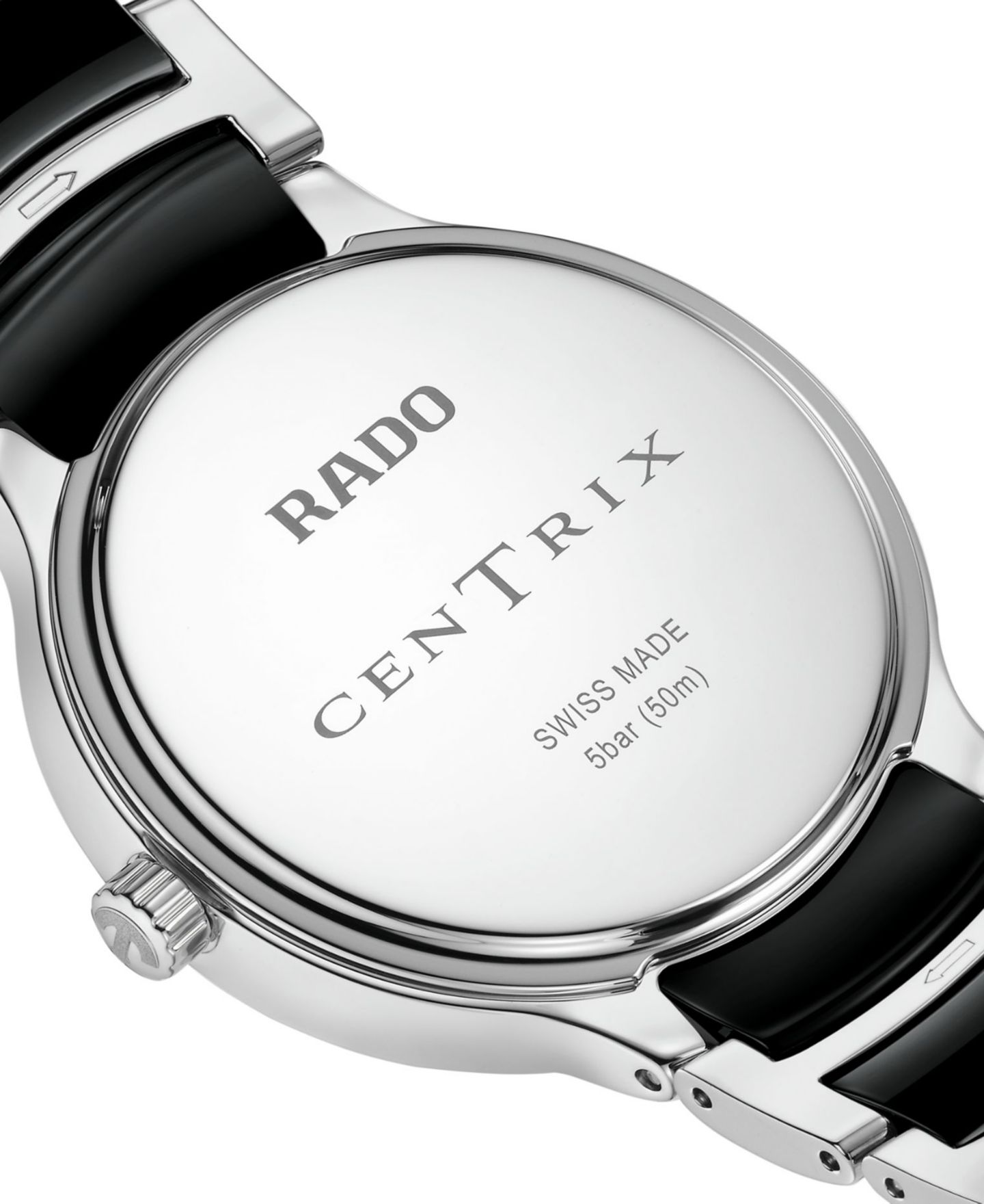 Женские часы Rado Swiss Centrix Diamond Accent Black Ceramic & Stainless Steel Bracelet Watch 35mm — фото 4