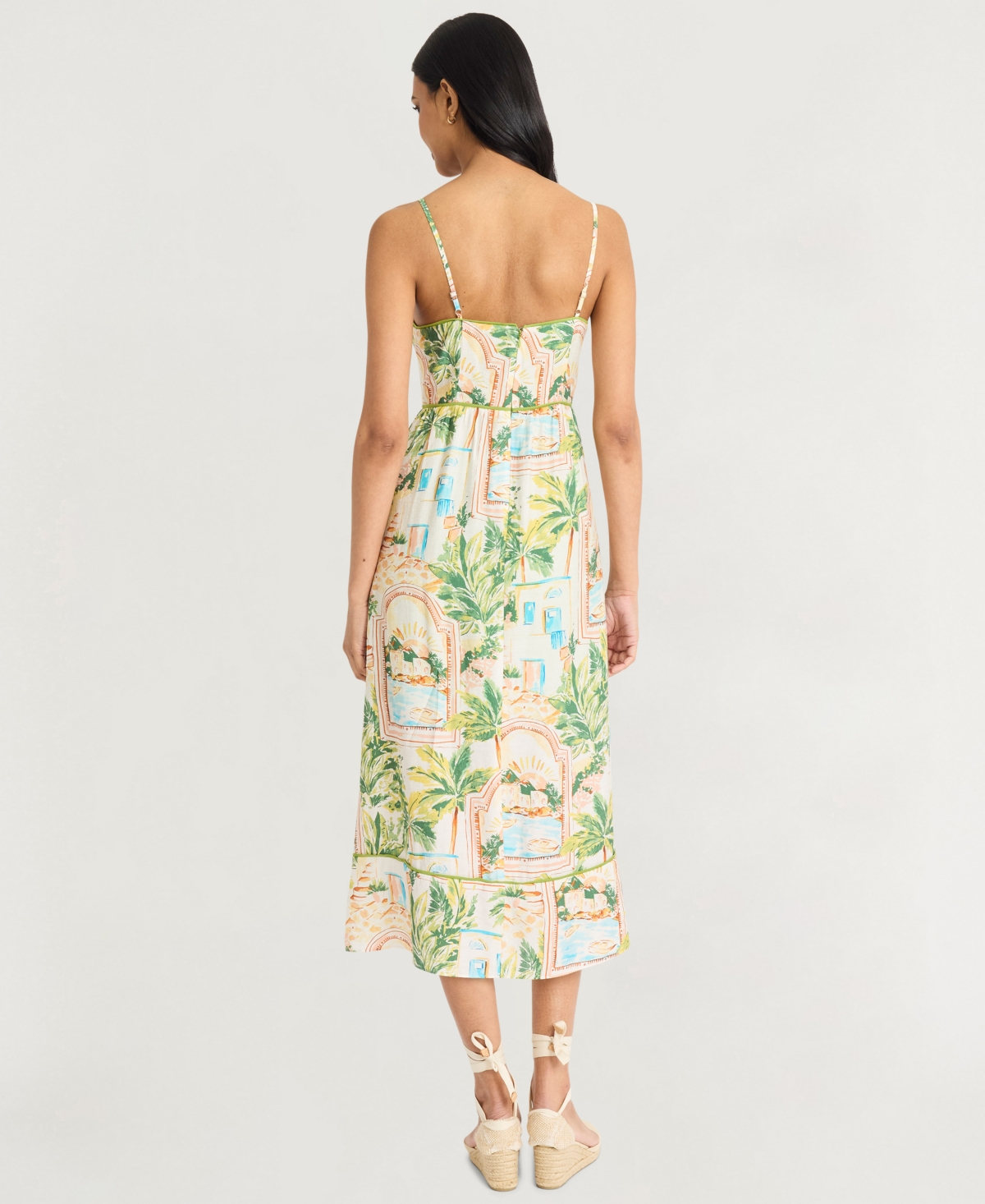Shop The Good Journey Women's Piping-trim Postcard-print Midi Dress