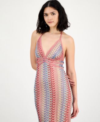 Women's Sleeveless Crochet Halter Dress 
