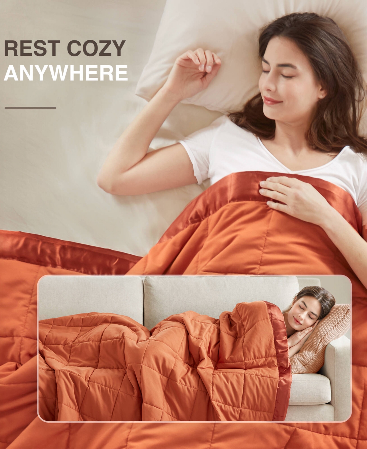 Madison Park Windom Lightweight Down Alternative Satin Trim Blanket, Full/queen In Orange