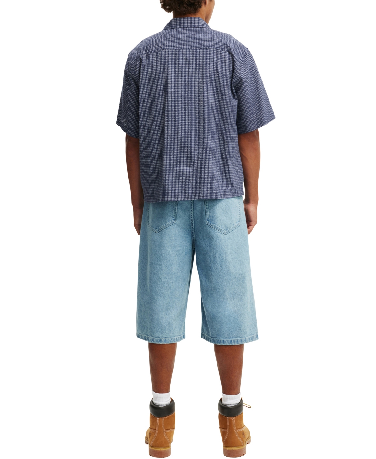 Shop Cotton On Men's Super Baggy Jean Shorts In Pintuck Sports Blue