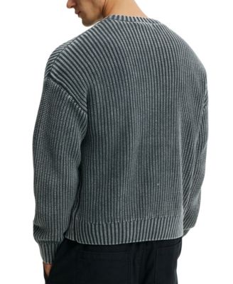 Мужской выстиранный свитер плотной вязки из ХЛОПКА В обтяжку