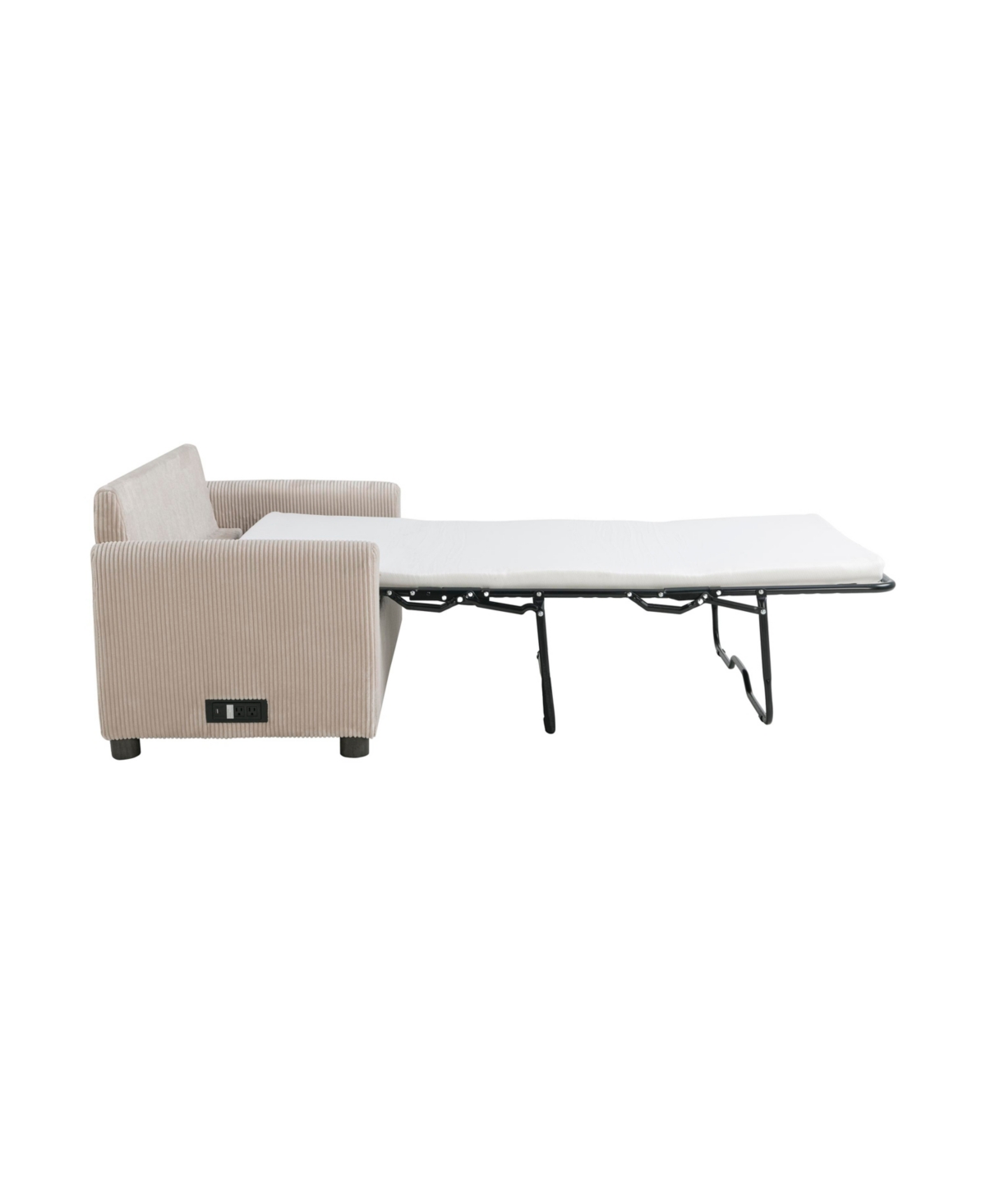 Serta 53.3" Corduroy Danson Convertible Loveseat With Charging Port In Beige